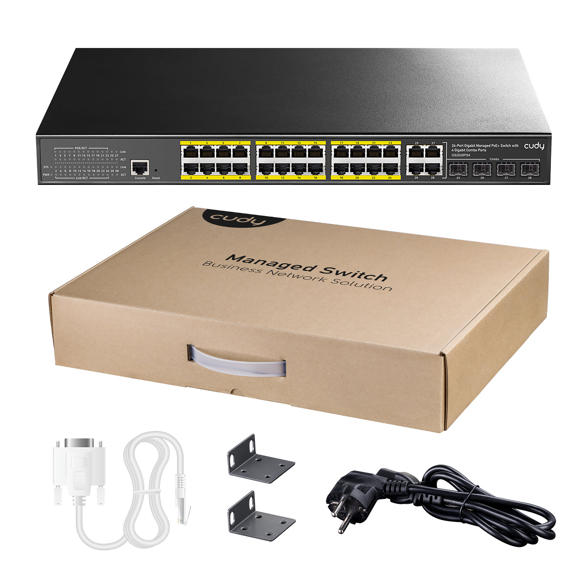 CUDY GS2028PS4 24-GbE PoE L2 Managed Switch with 4 Gigabit Combo Ports