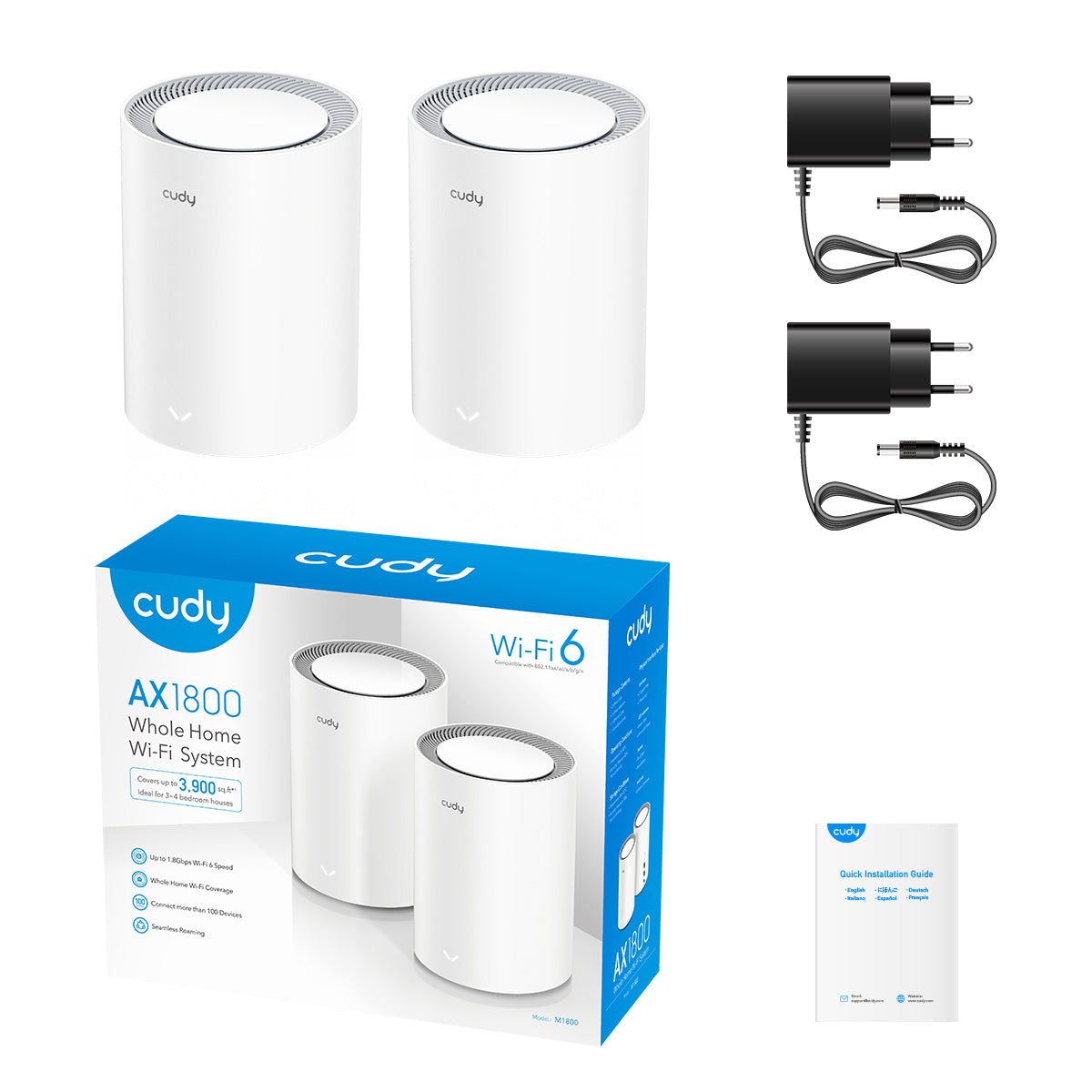 CUDY M1800 2.0 AX1800 Gigabit Mesh Wi-Fi 6 System