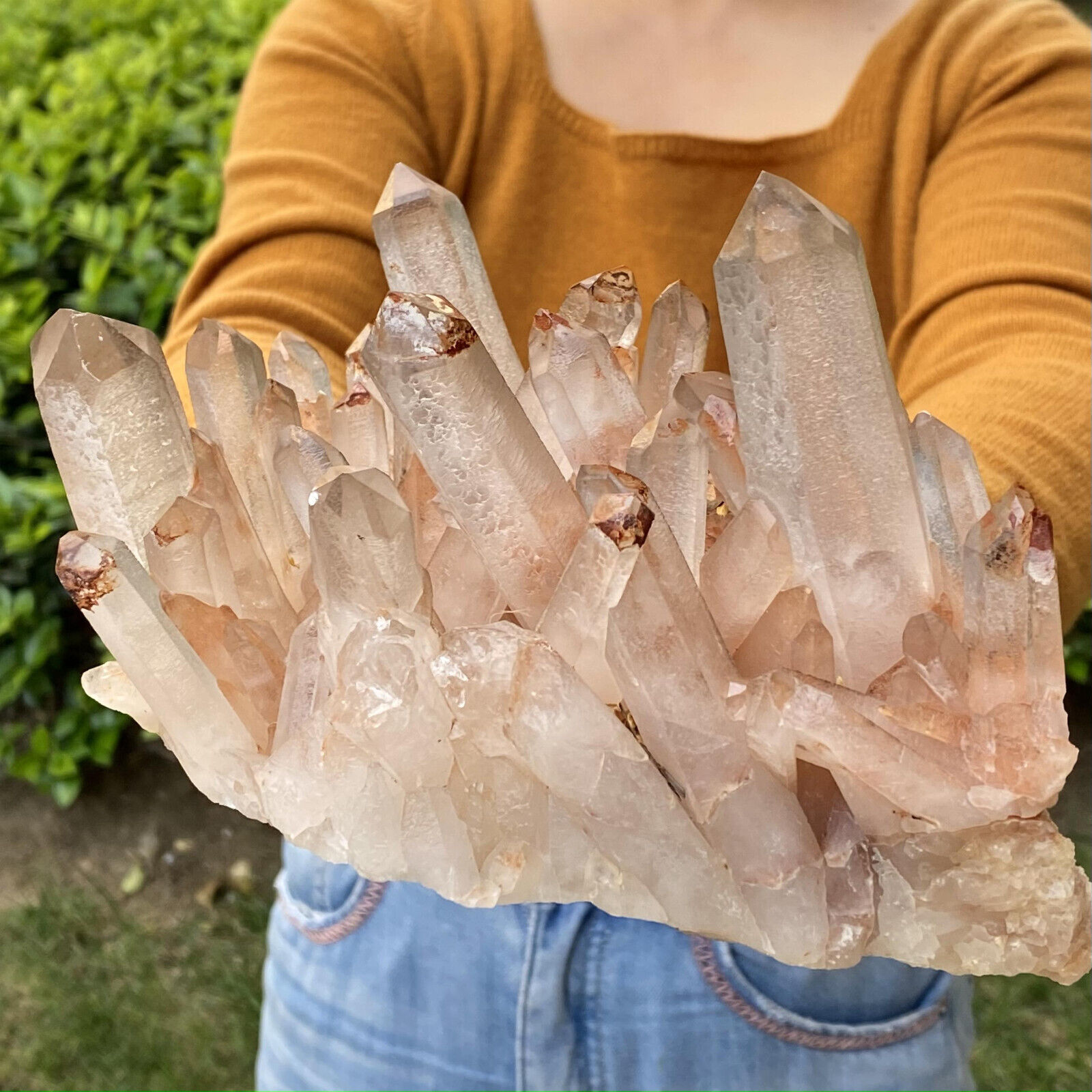 4.76 磅大号天然白色透明石英水晶簇矿物岩石石Heali- Auximed