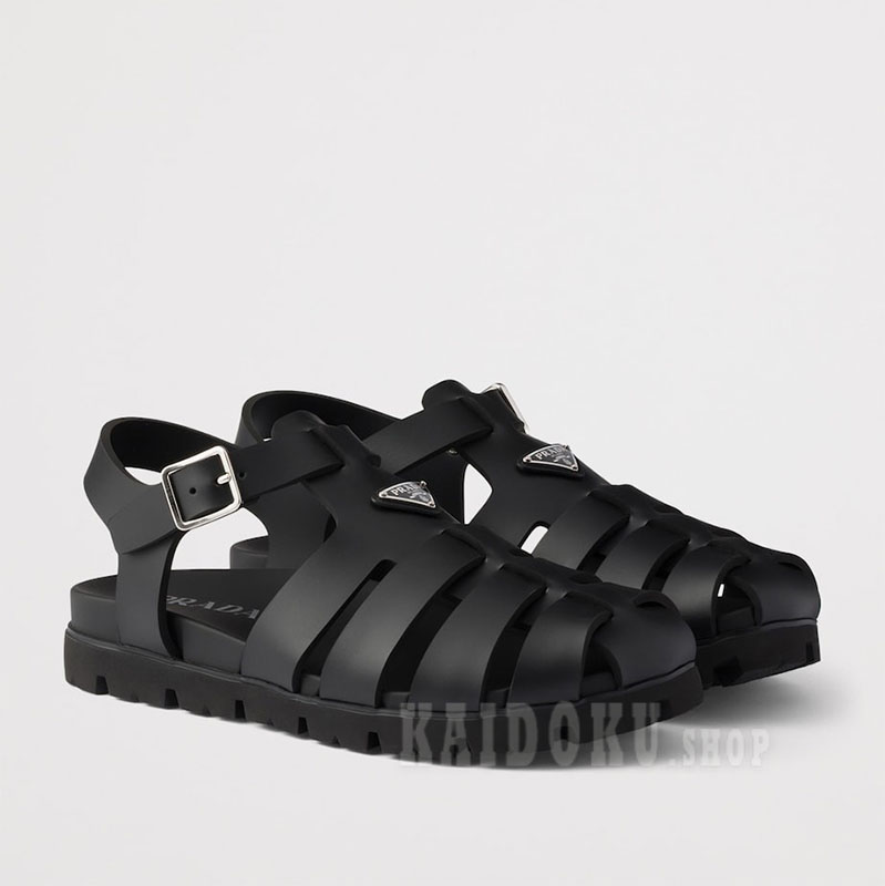 プラダ PRADA ラバー フィッシャーマン サンダル メタルロゴ シューズ メンズ