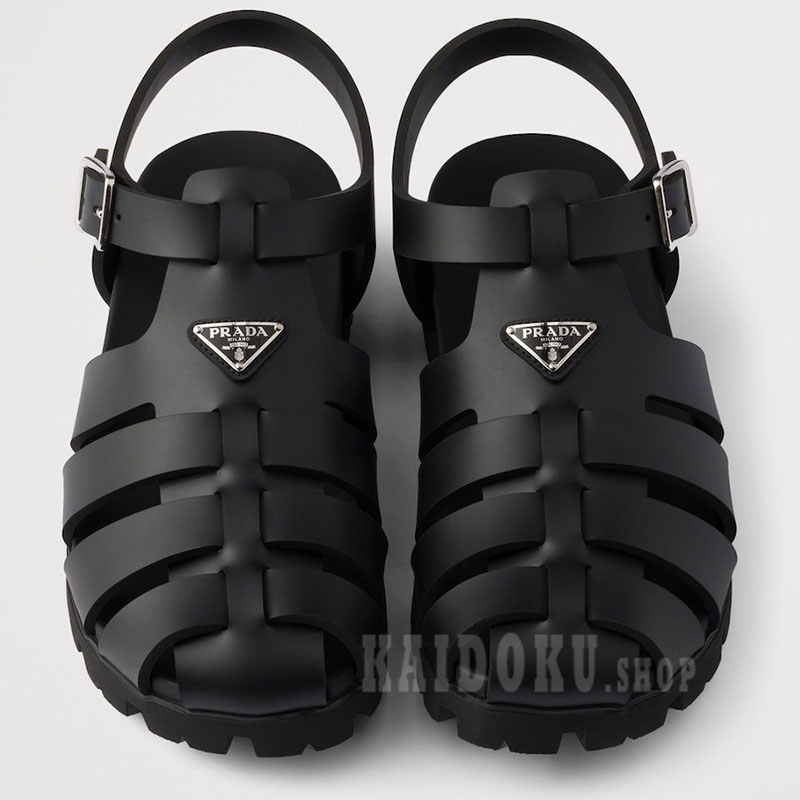 プラダ PRADA ラバー フィッシャーマン サンダル メタルロゴ シューズ