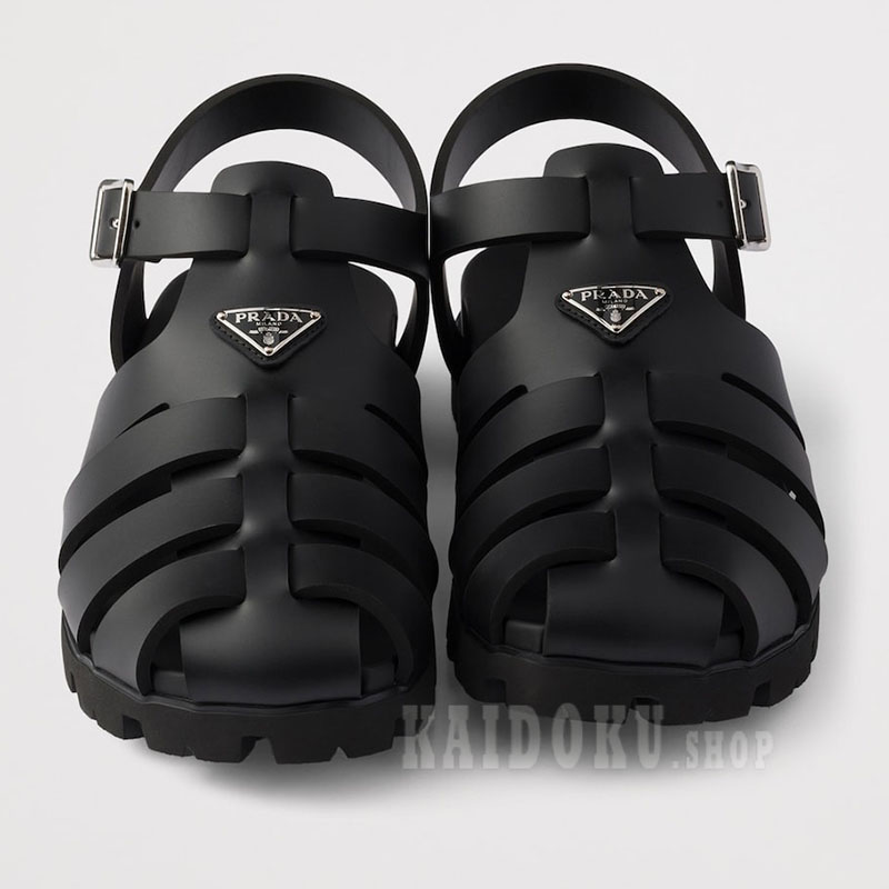 プラダ PRADA ラバー フィッシャーマン サンダル メタルロゴ シューズ