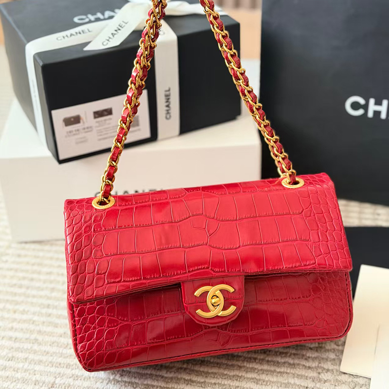シャネル CHANEL クロコ型押し ショルダーバッグ 4色 レディース