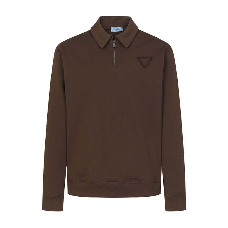 プラダ PRADA ロゴ刺繍 襟付き ハーフジップ スウェットシャツ メンズ