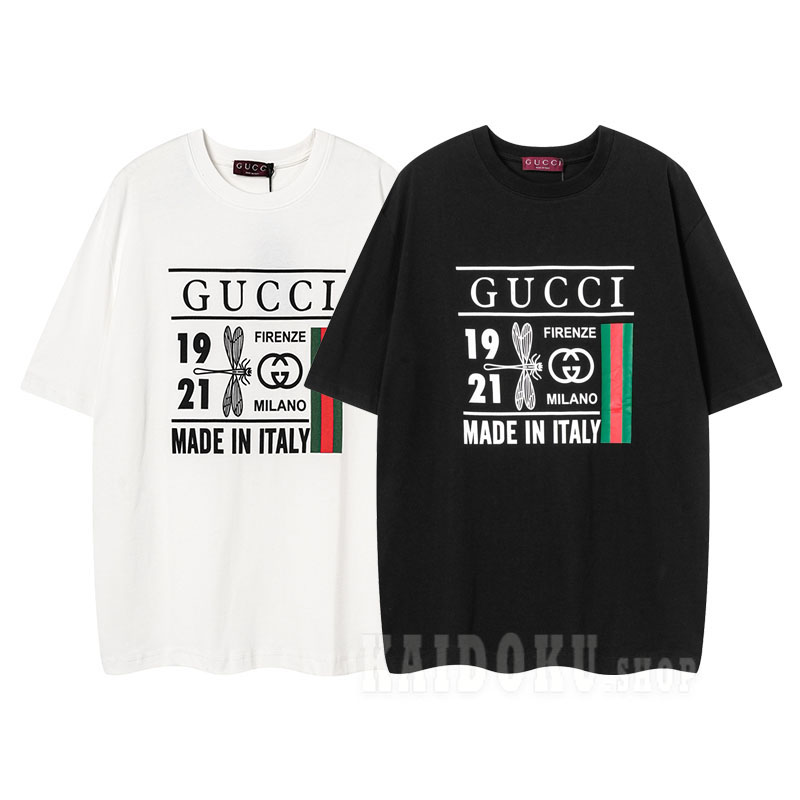 グッチ GUCCI ロゴ プリント クルーネック Tシャツ 2色 メンズ