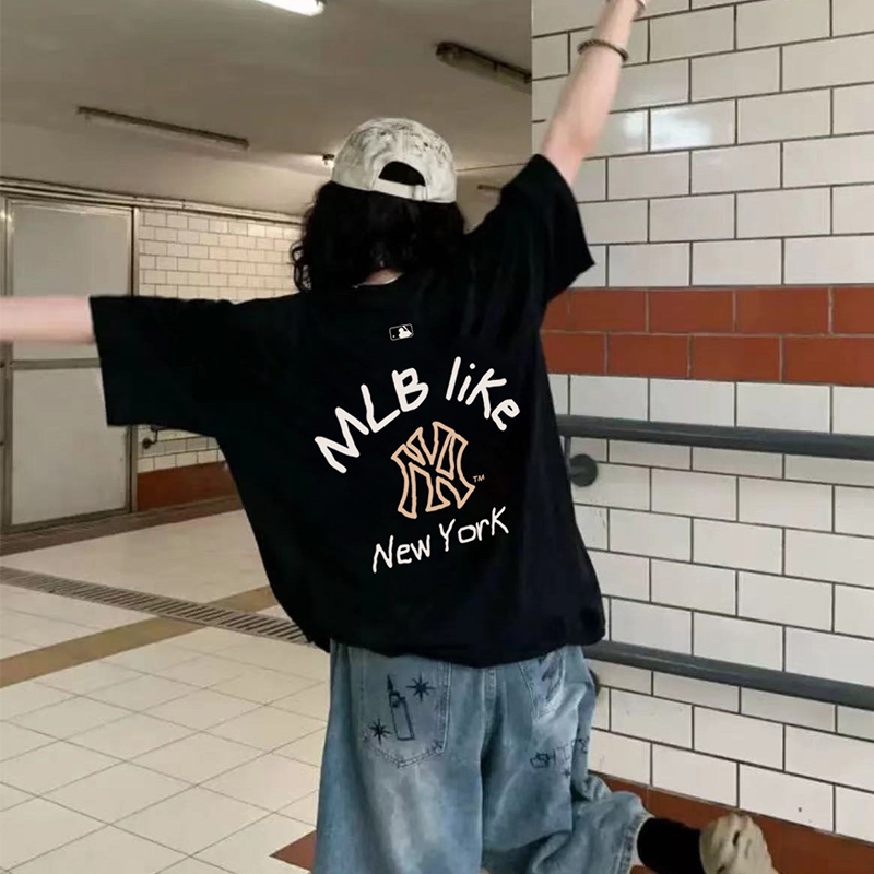 MLB ヤンキース 新作 半袖 Tシャツ コットン クルーネック メンズ レディース