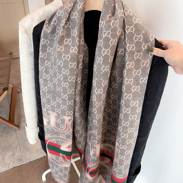 グッチ GUCCI マフラー レディース メンズ ブラック/グレー