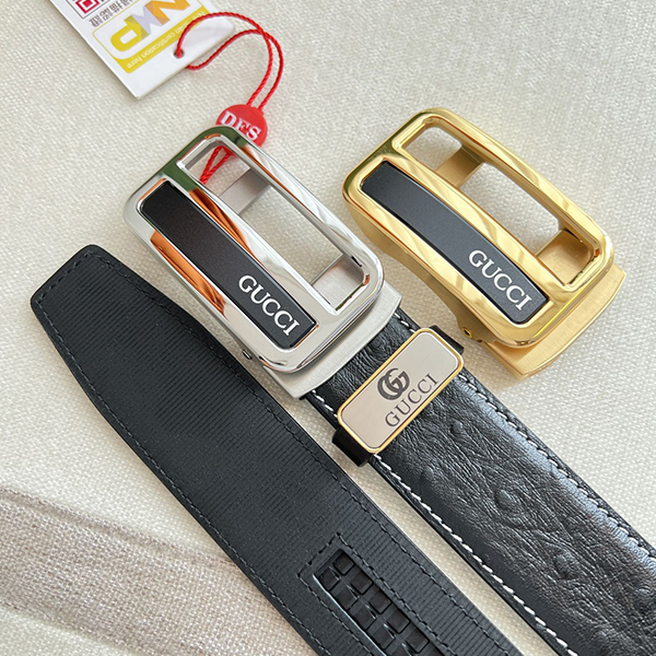 Gucci グッチ 牛革 ベルト 35MM 2色 穴なし オートロック式 サイズ調整可能 メンズ