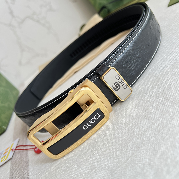 Gucci グッチ 牛革 ベルト 35MM 2色 穴なし オートロック式 サイズ調整可能 メンズ