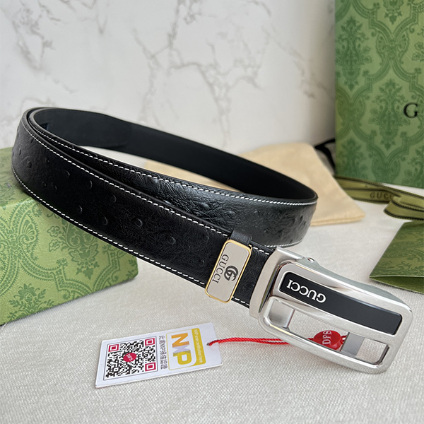 Gucci グッチ 牛革 ベルト 35MM 2色 穴なし オートロック式 サイズ調整可能 メンズ