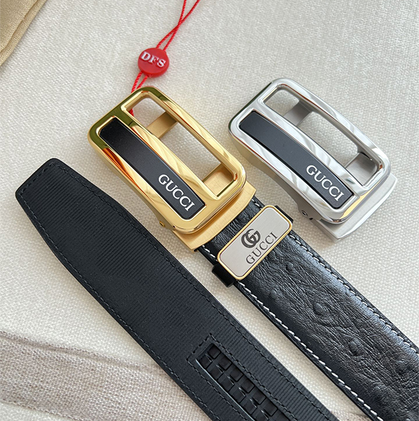 Gucci グッチ 牛革 ベルト 35MM 2色 穴なし オートロック式 サイズ調整可能 メンズ