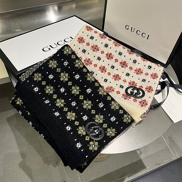 グッチ GUCCI マフラー レディース メンズ ブラック/ベージュ