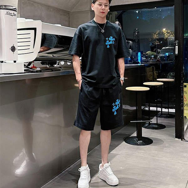 クロムハーツ Chrome Hearts コットン 半袖 Tシャツ ショートパンツ 2点セット セットアップ メンズ