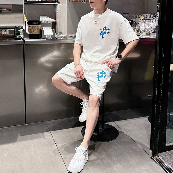 クロムハーツ Chrome Hearts コットン 半袖 Tシャツ ショートパンツ 2点セット セットアップ メンズ