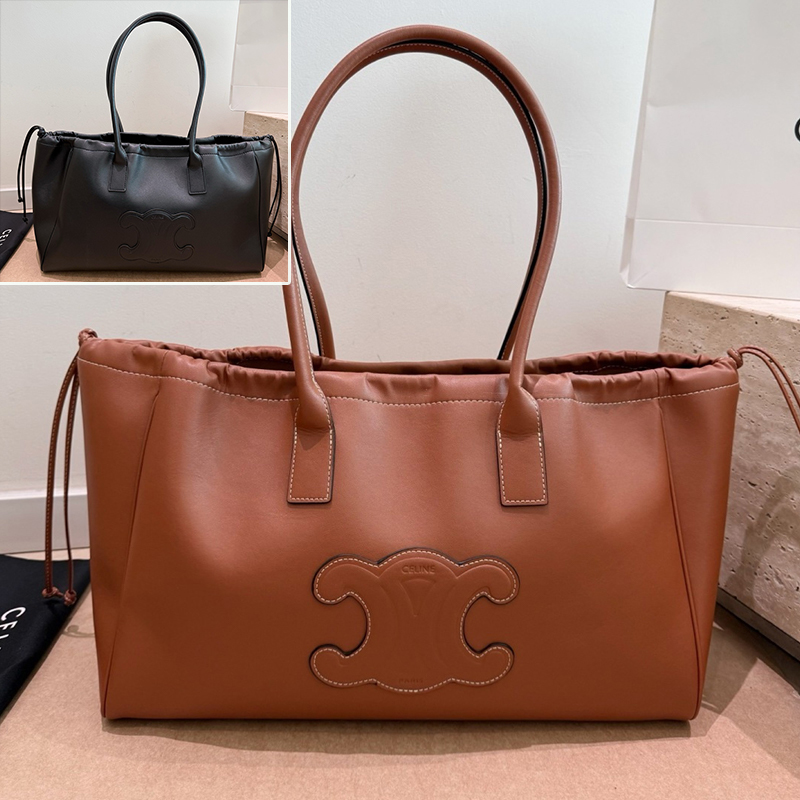 セリーヌ CELINE カバ ドローストリング キュイル トリオンフ ハンドバッグ トートバッグ 43cmレディース