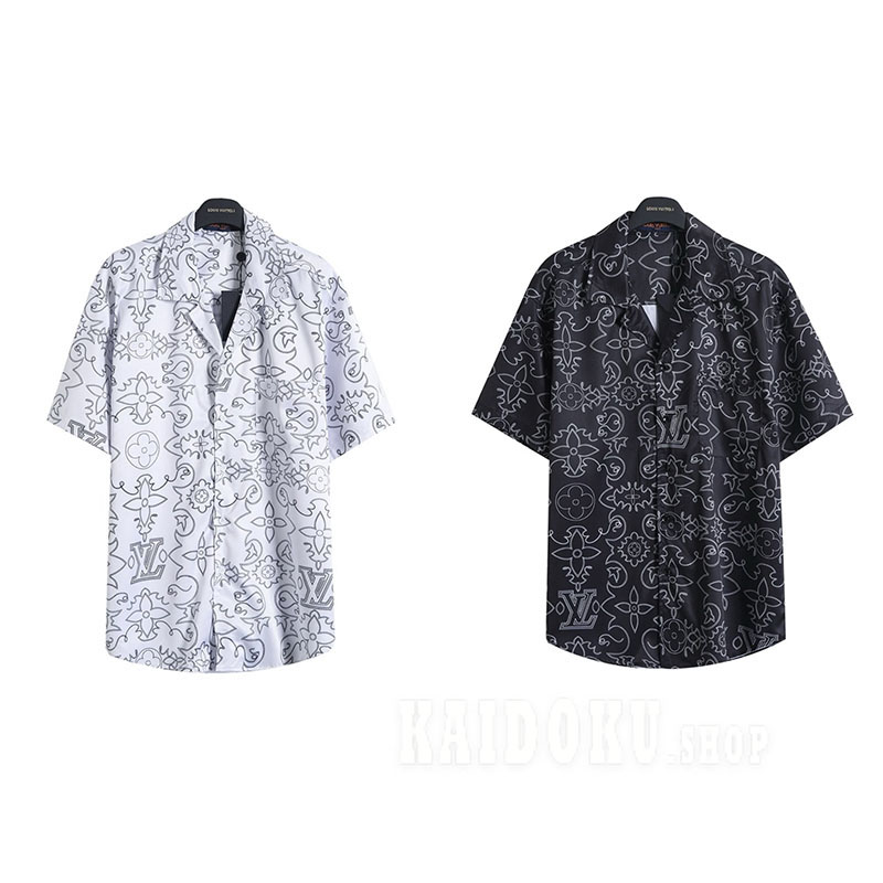 ルイヴィトン プリントショートスリーブシルクシャツ+ショートパンツ 2点セット メンズ