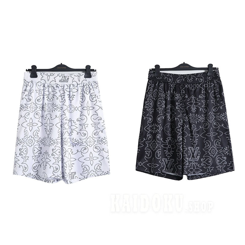 ルイヴィトン プリントショートスリーブシルクシャツ+ショートパンツ 2点セット メンズ