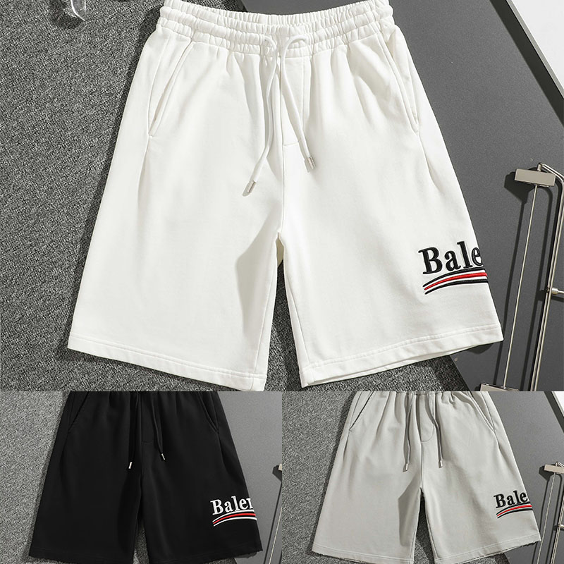バレンシアガ Balenciaga 2026SS新作 波状ストライプロゴ刺繍 スウェットショートパンツ メンズ