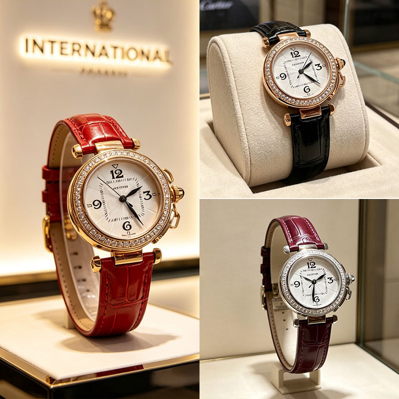 カルティエ Cartier パシャ ダイヤベゼル レディース腕時計 3色展開 35mm