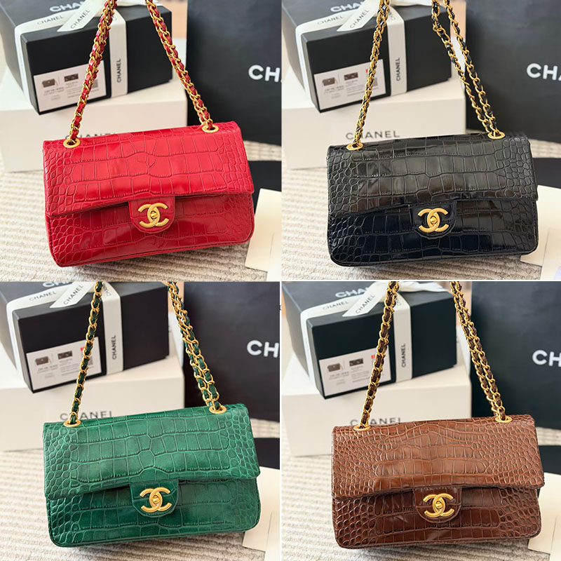 シャネル CHANEL クロコ型押し ショルダーバッグ 4色 レディース