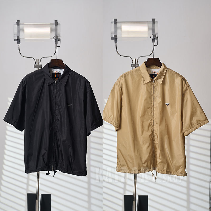 プラダ PRADA 一枚で主役になる 半袖 Re-Nylon ジッパーシャツ メンズ