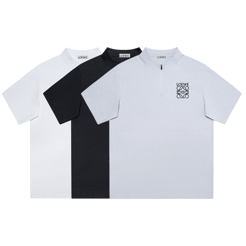 ロエベ LOEWE 新作 ハーフジップ   カジュアル 半袖 Tシャツ メンズ