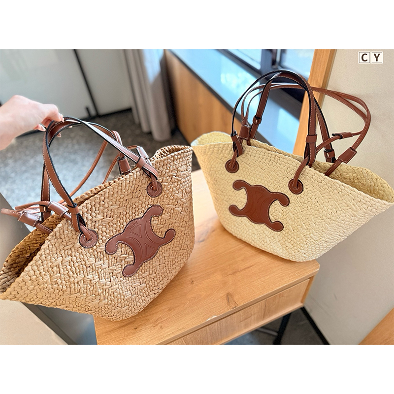 セリーヌ CELINE ラフィア＆カーフスキン かごバッグ レディース