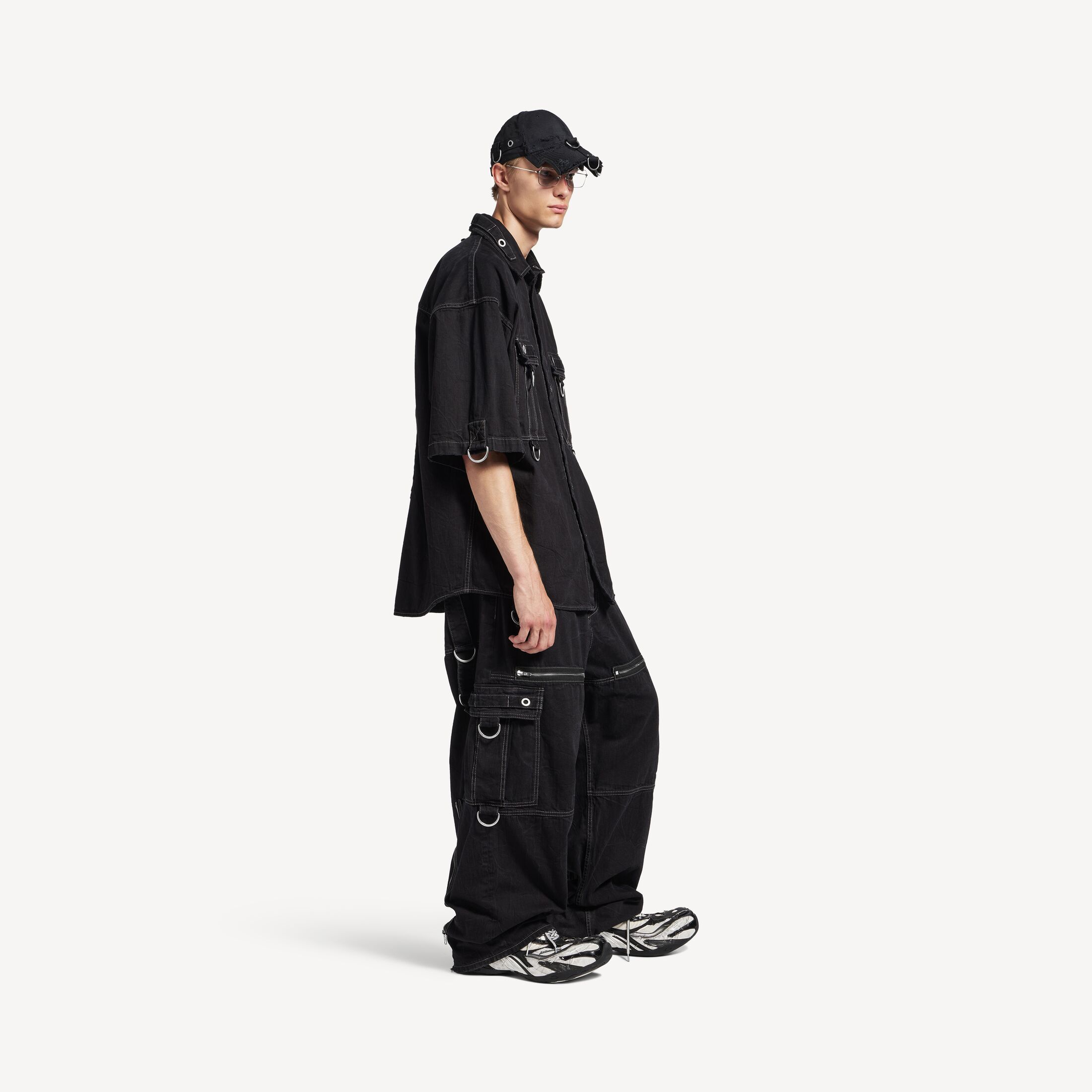 バレンシアガ Balenciaga 半袖 シャツ+パンツ ライトウェイト ブラック セットアップ メンズ