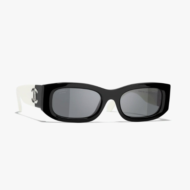 シャネル CHANEL ブラック×ホワイト スクエアサングラス レディース メンズ