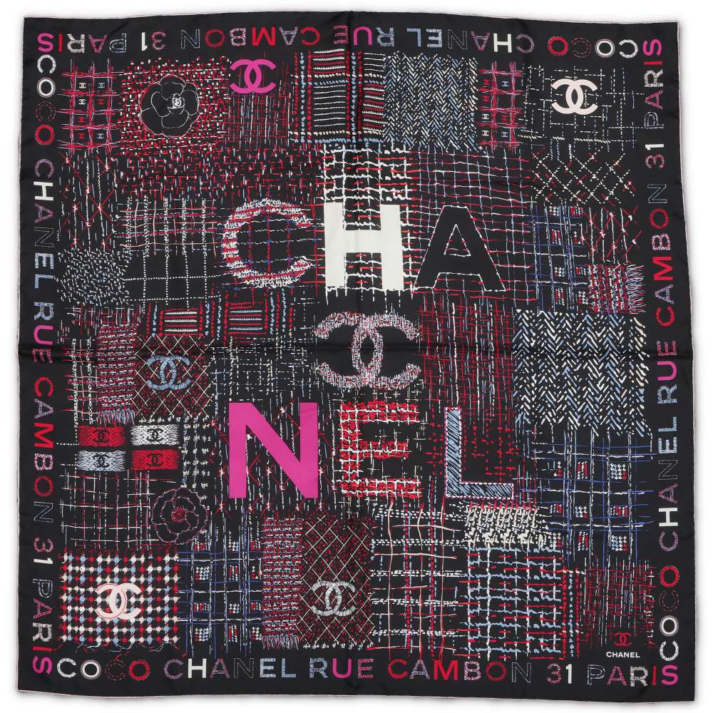 シャネル スカーフ ロゴ ツイード ココマーク CHANEL シルク マフラー レディース