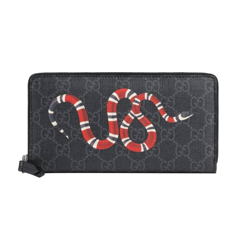 GUCCI(グッチ) キングスネーク プリント GGスプリーム ジップアラウンドウォレット 長財布