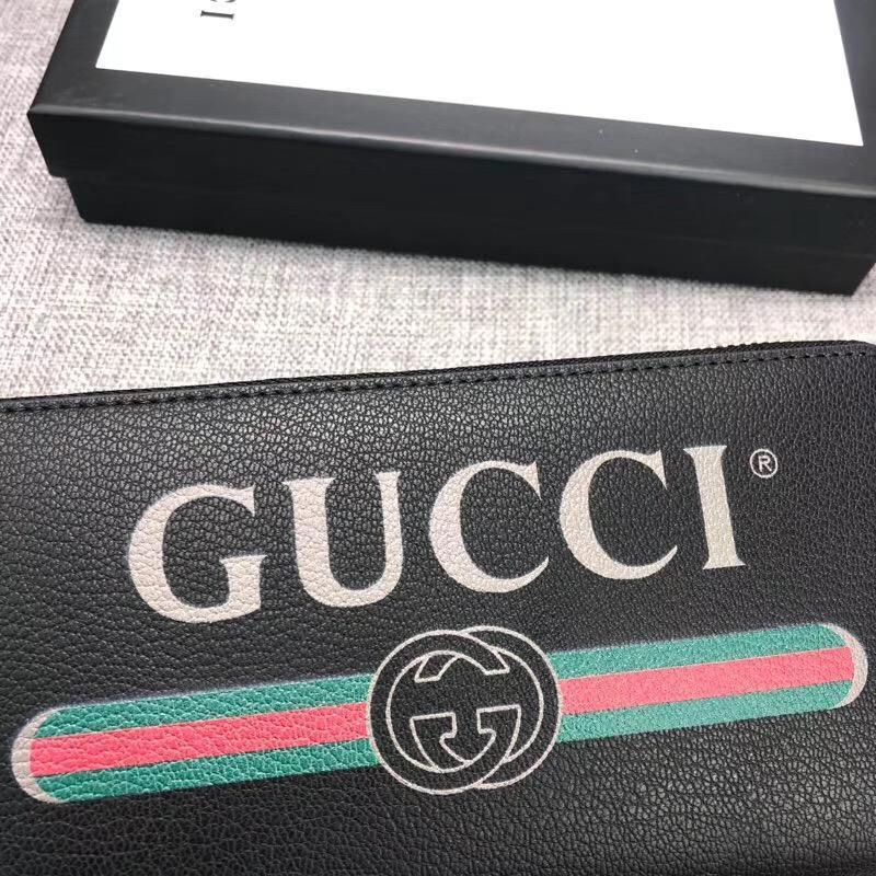 GUCCI(グッチ) 〔グッチ プリント〕 レザー ジップアラウンドウォレット 長財布