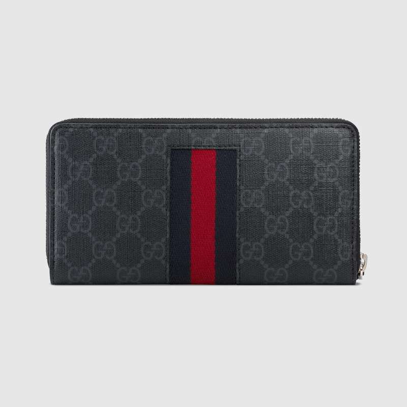 GUCCI(グッチ) GGスプリーム ニューウェブ ブラック ジップアラウンドウォレット 長財布