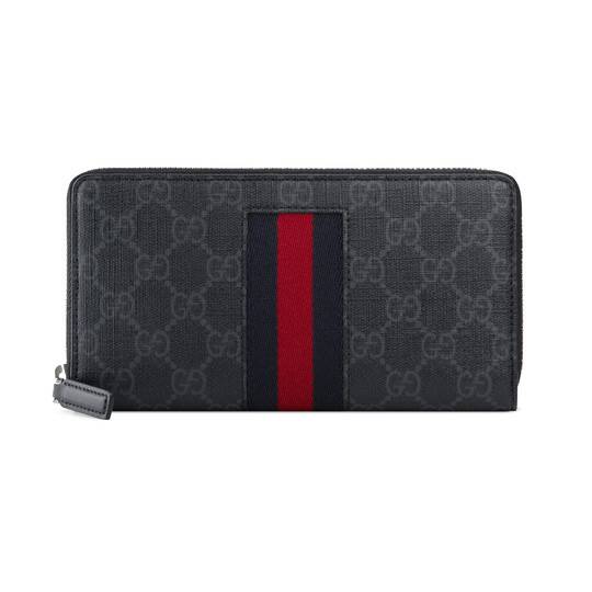 GUCCI(グッチ) GGスプリーム ニューウェブ ブラック ジップアラウンドウォレット 長財布