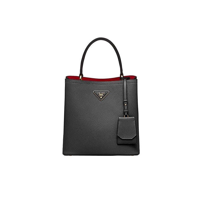 PRADA(プラダ) パニエ サフィアーノレザーバッグ ブラック ハンドバッグ ショルダーバッグ