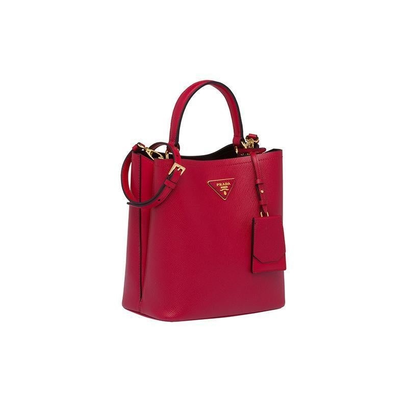 PRADA(プラダ) パニエ サフィアーノレザーバッグ レッド  ハンドバッグ ショルダーバッグ