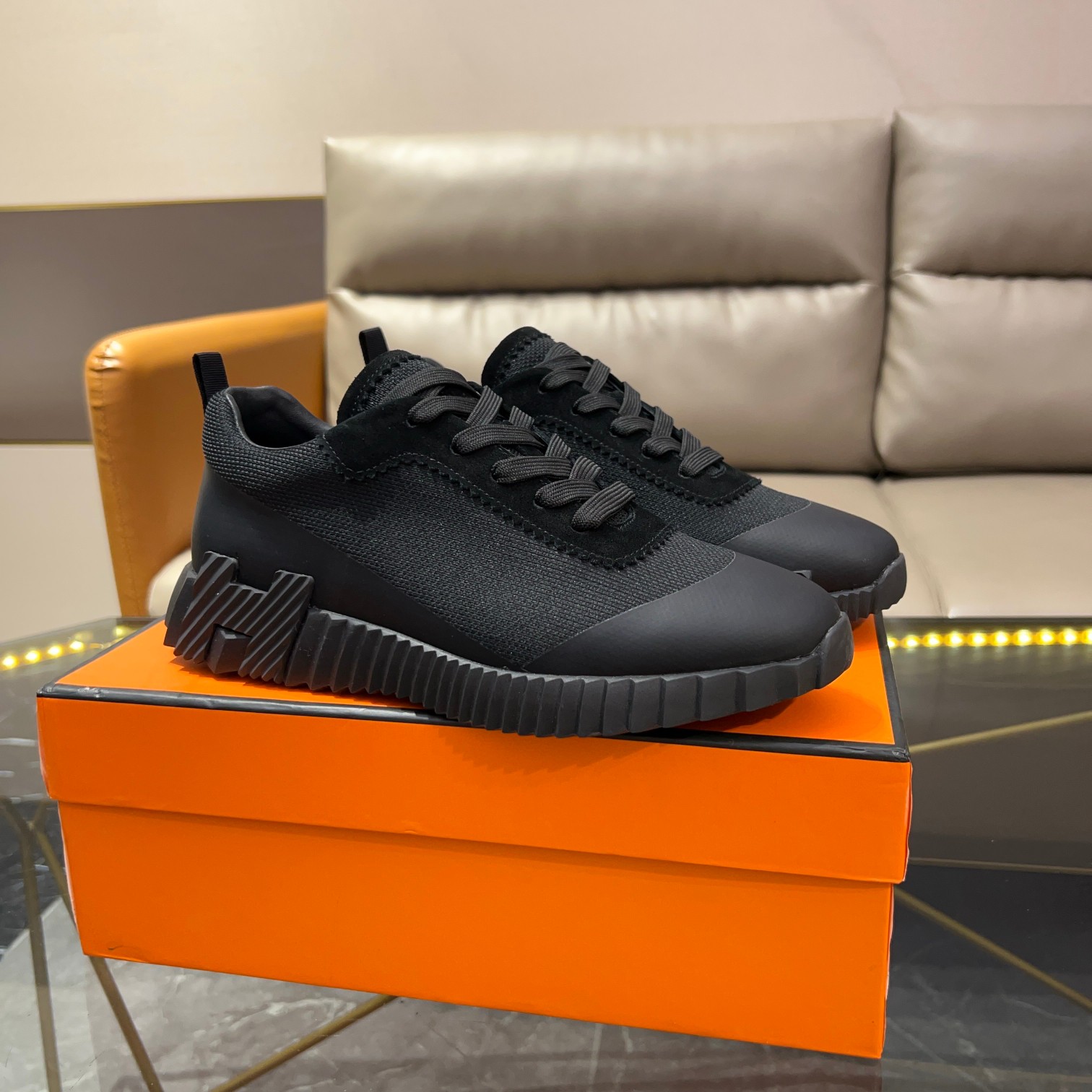 エルメス HERMES デパール Depart スニーカー シューズ レディース メンズ ブラック