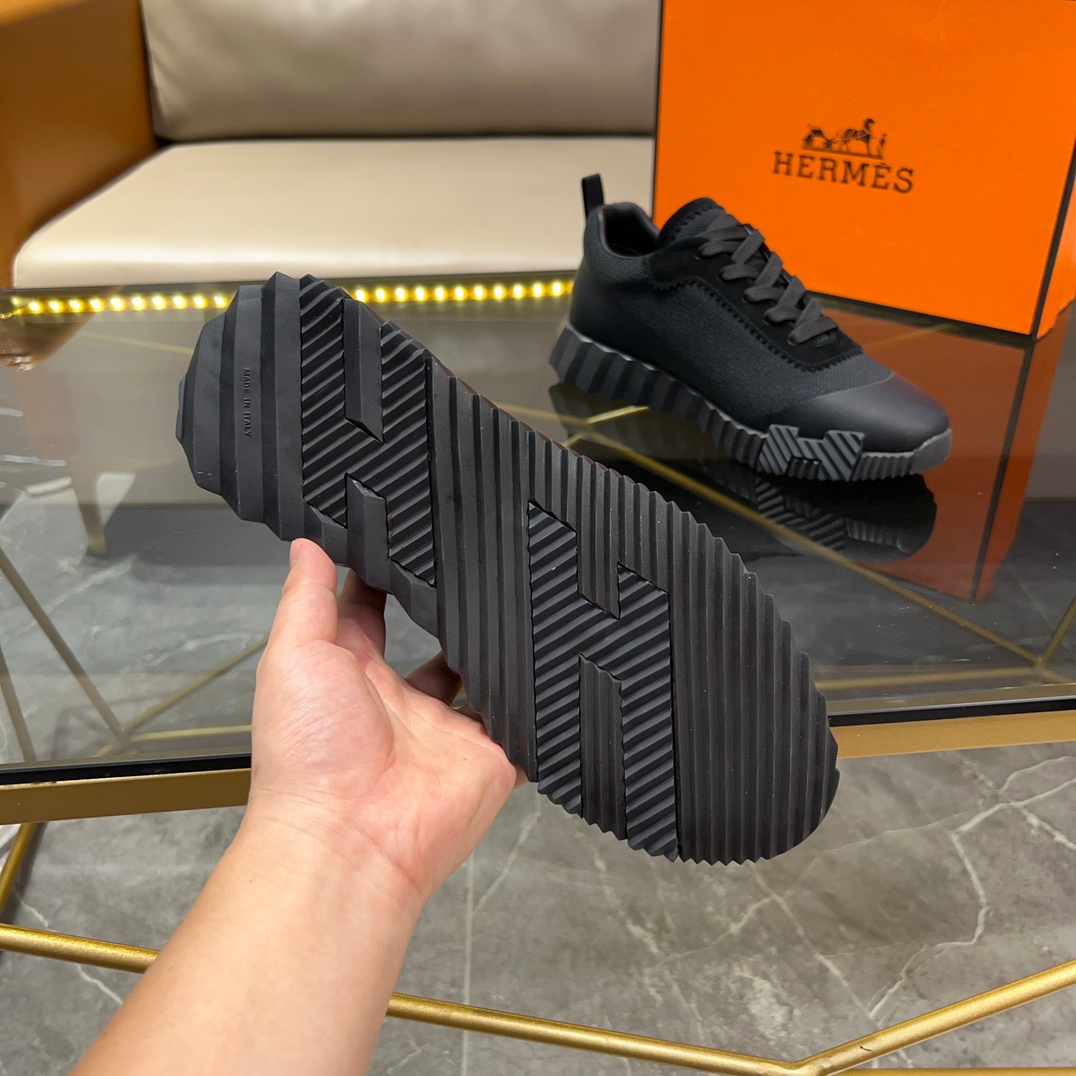 エルメス HERMES デパール Depart スニーカー シューズ レディース メンズ ブラック