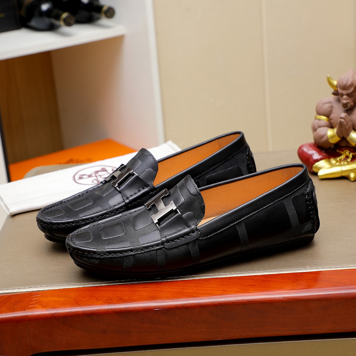 エルメス HERMES 大人気 モカシン ローファー シューズ 革靴 メンズ