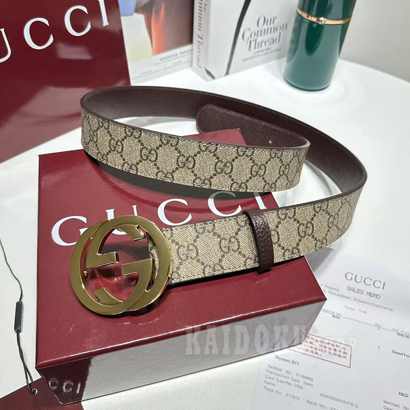グッチ GUCCI GG スプリーム ベルト ゴールドバックル メンズ