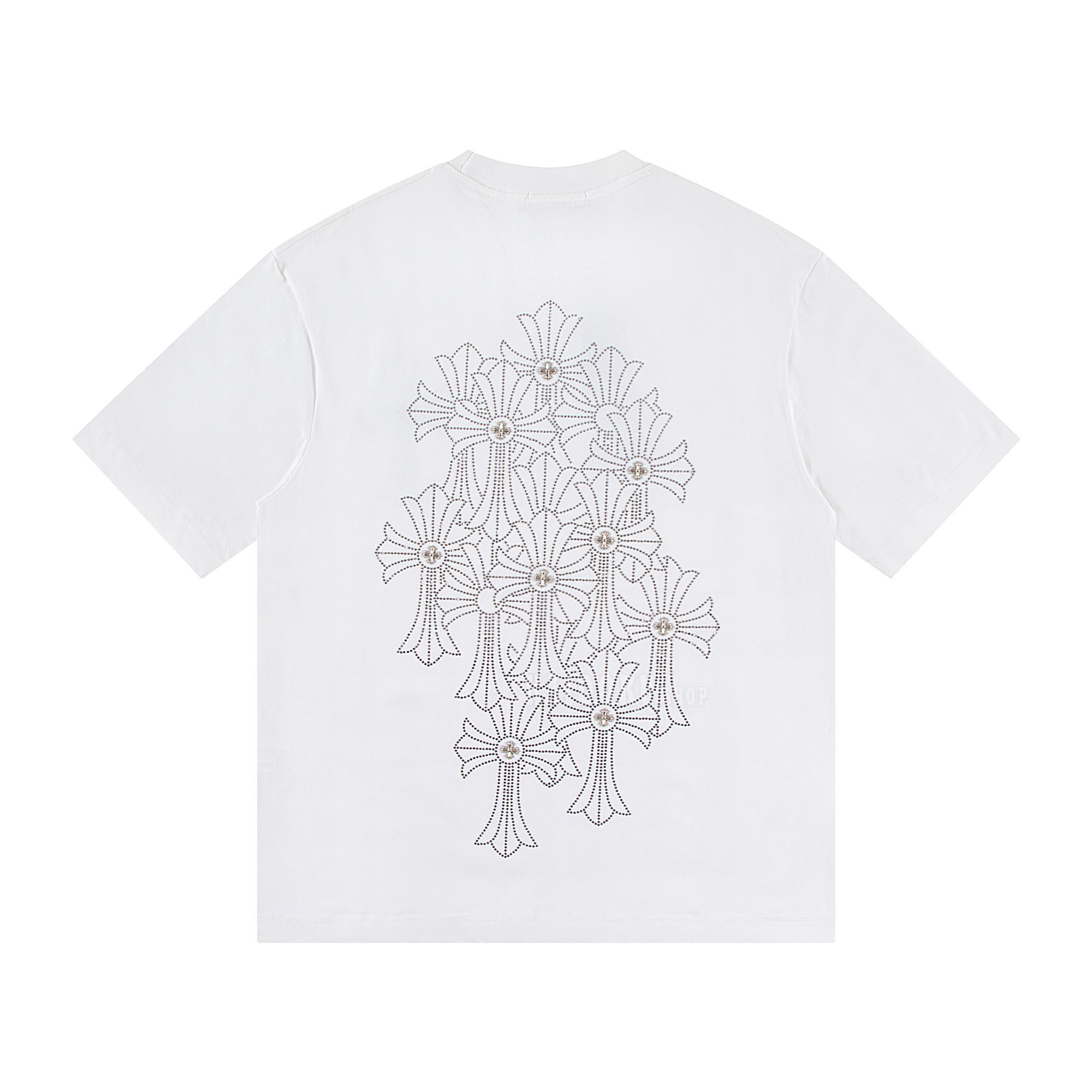 クロムハーツ Chrome Hearts クロスラインストーン 半袖 Tシャツ メンズ 