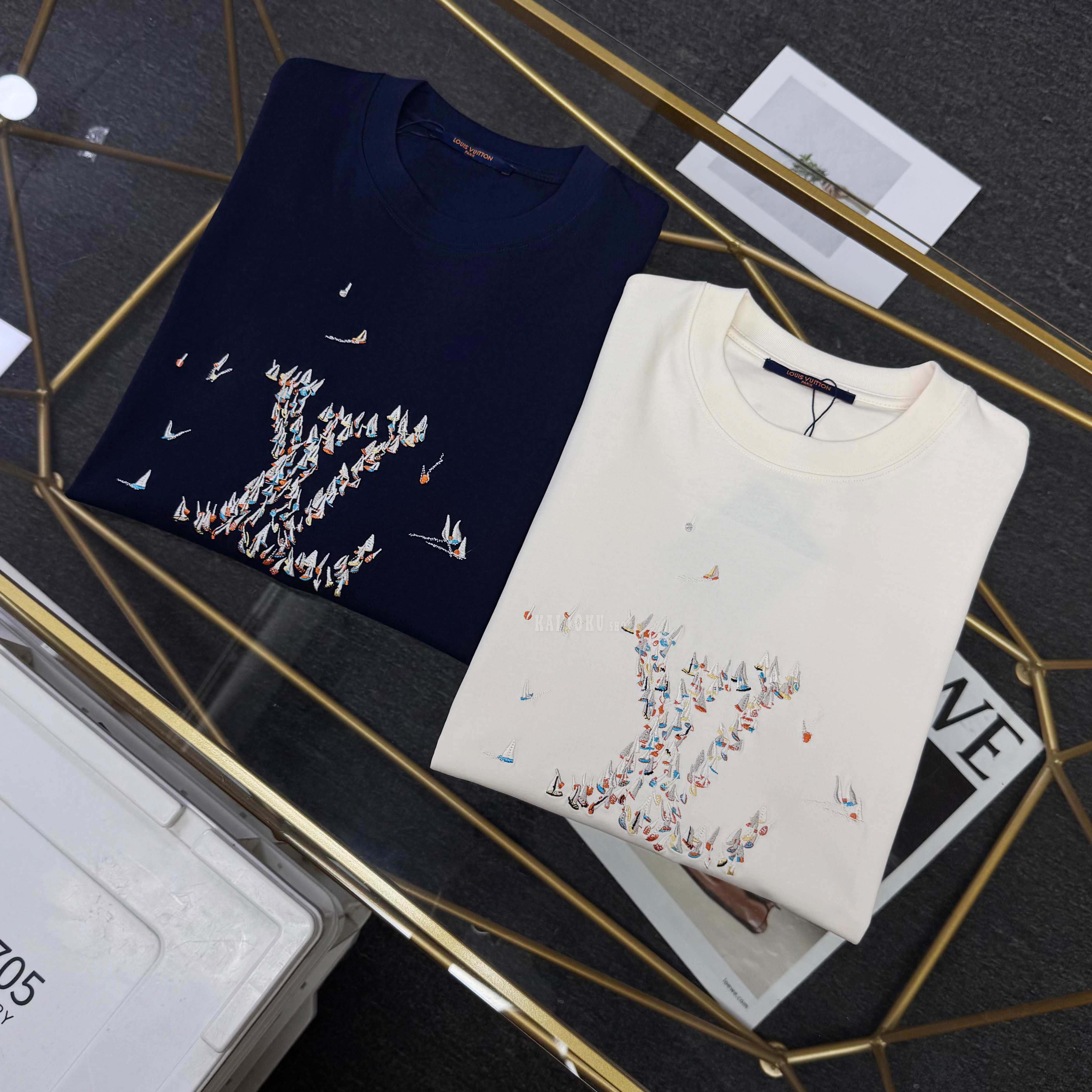 ルイヴィトン Louis Vuitton エンブロイダリー コットン Tシャツ メンズ＆レディース