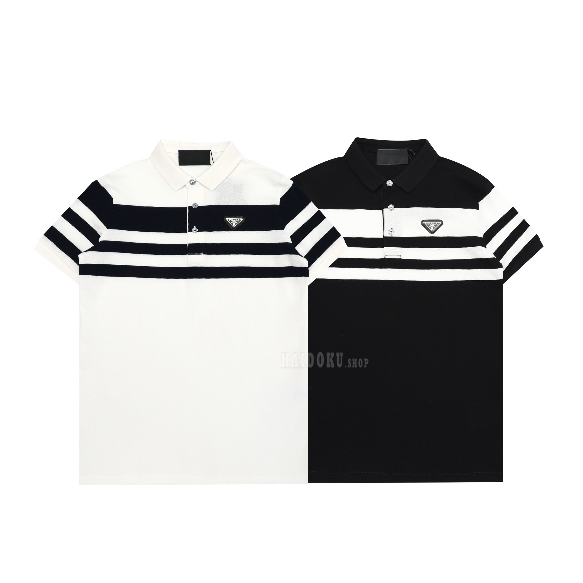 プラダ Prada ストライプ柄 ポロシャツ／半袖Tシャツ 2色メンズ