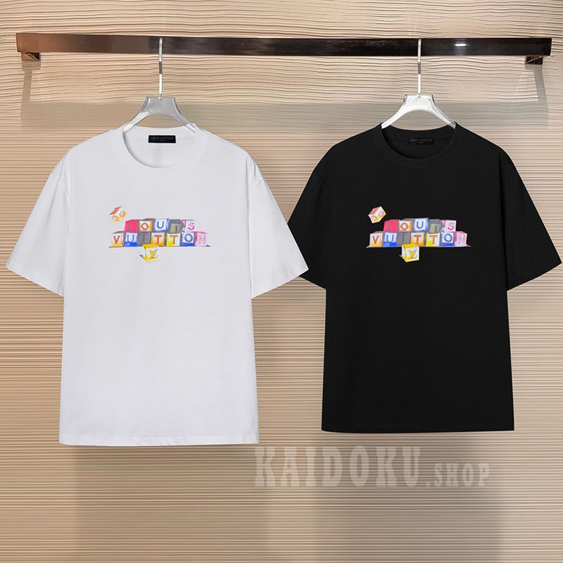 ルイヴィトン プリント コットン Tシャツ 2色 メンズ&レディース