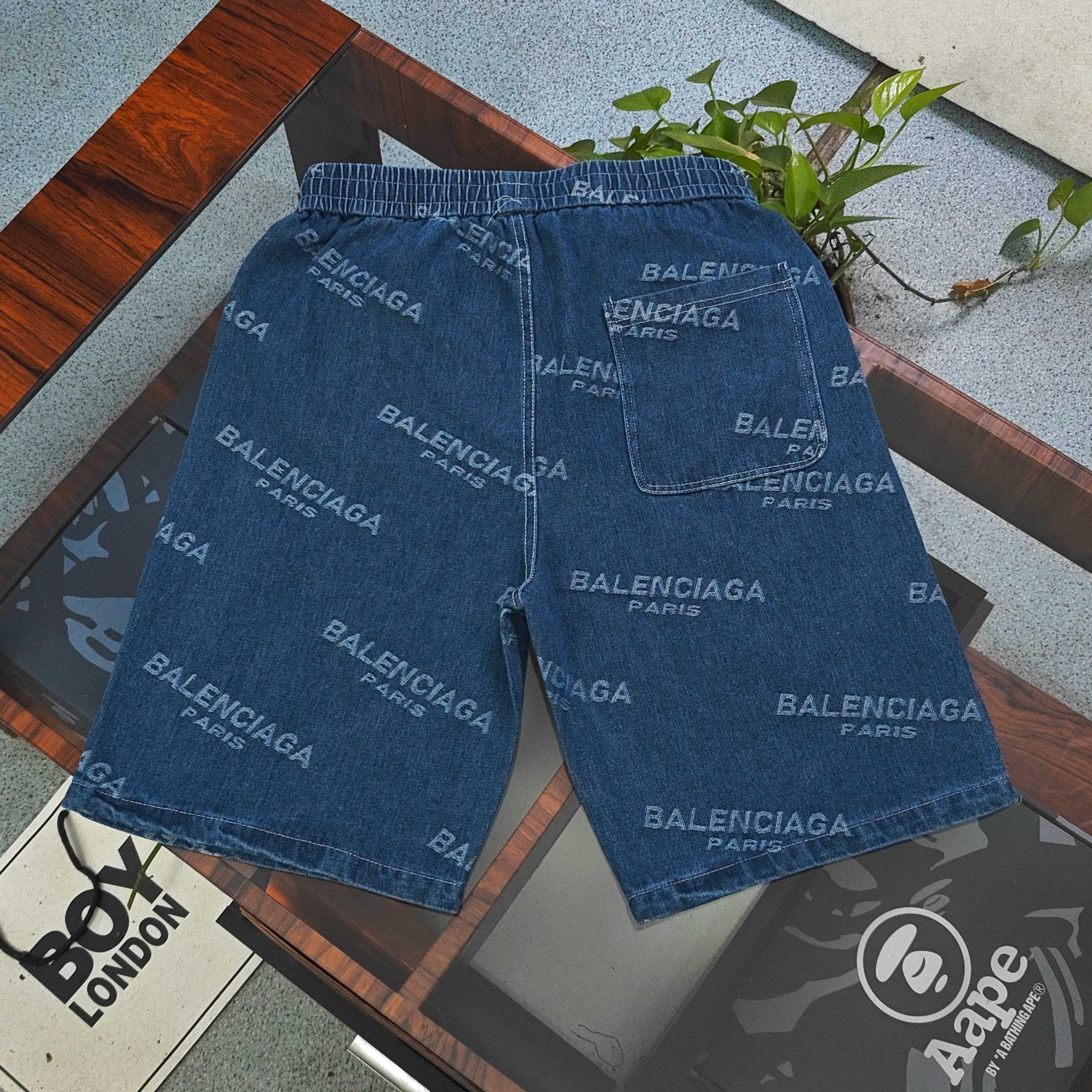 バレンシアガ Balenciaga クラシック モノグラムジャカード カジュアル デニムショートパンツ メンズ