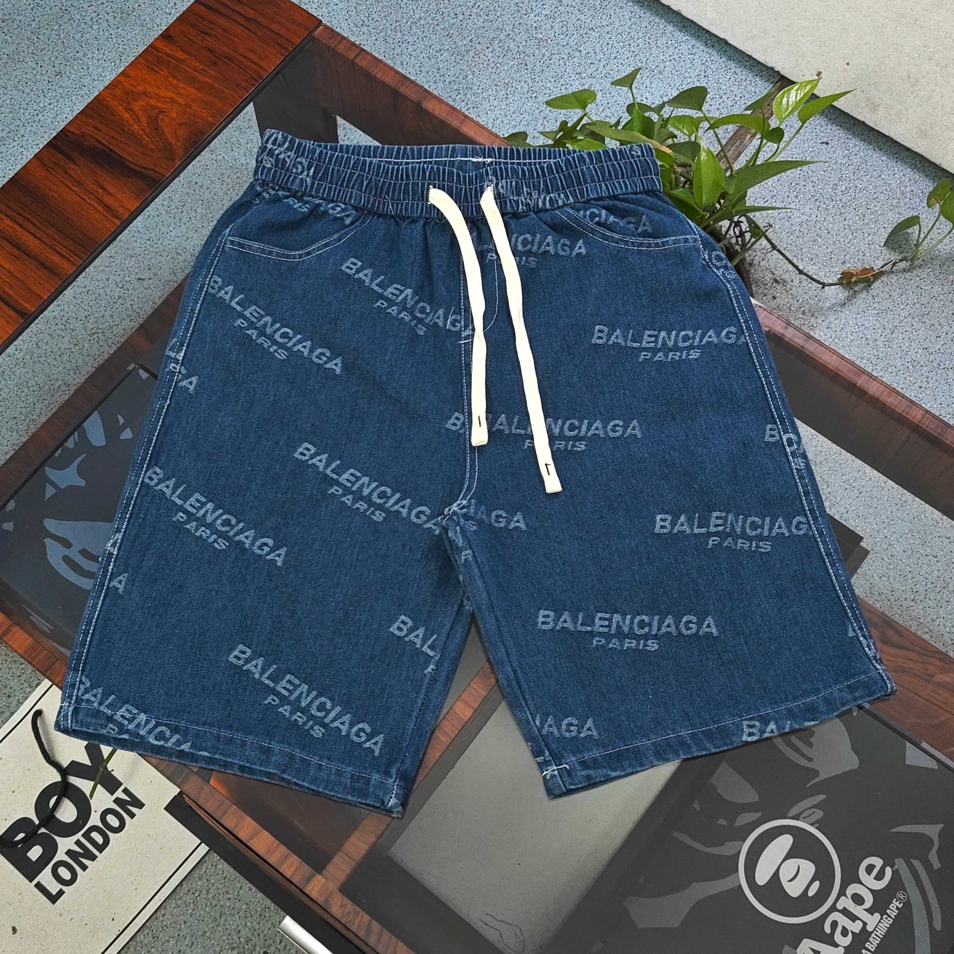 バレンシアガ Balenciaga クラシック モノグラムジャカード カジュアル デニムショートパンツ メンズ