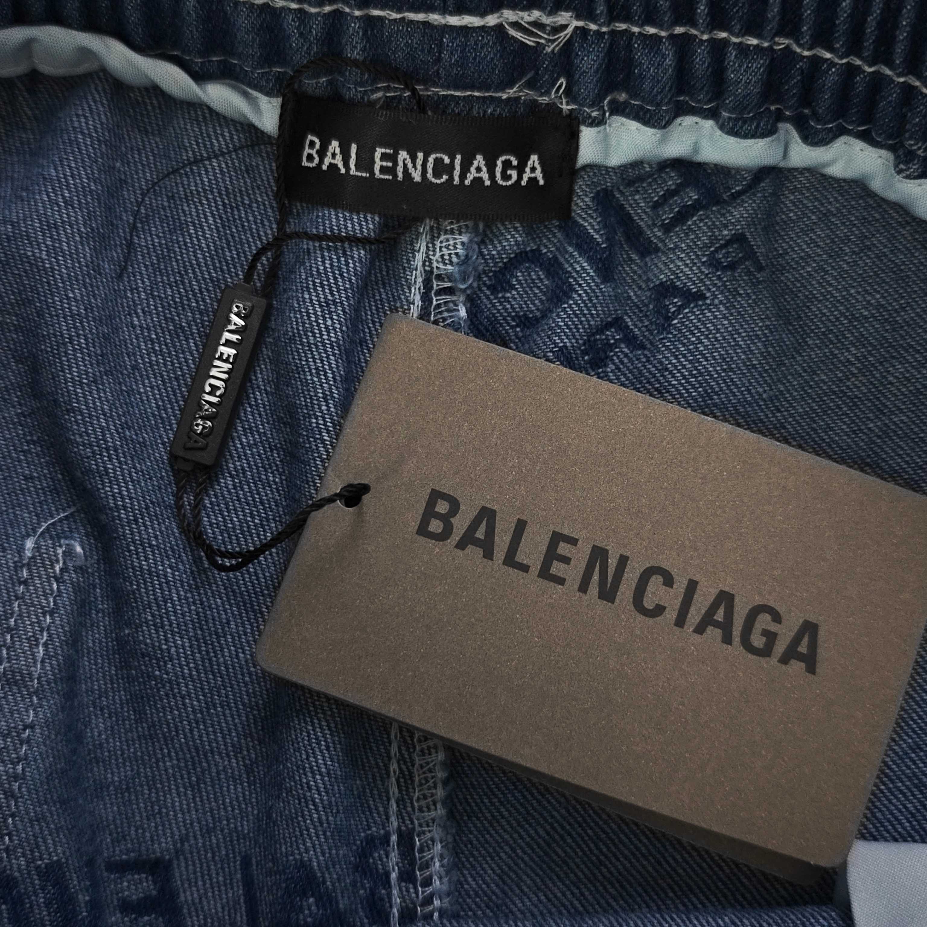 バレンシアガ Balenciaga クラシック モノグラムジャカード カジュアル デニムショートパンツ メンズ