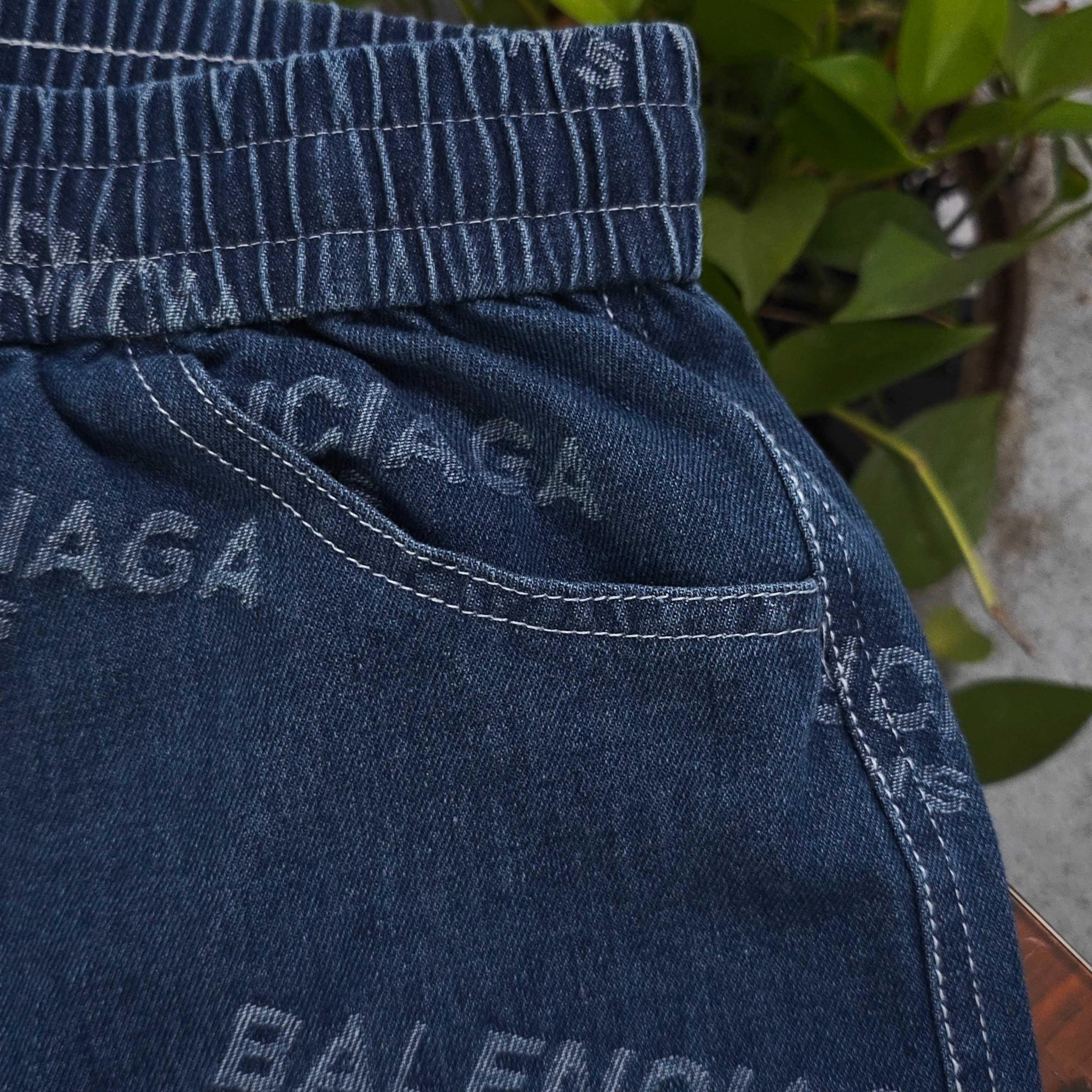 バレンシアガ Balenciaga クラシック モノグラムジャカード カジュアル デニムショートパンツ メンズ
