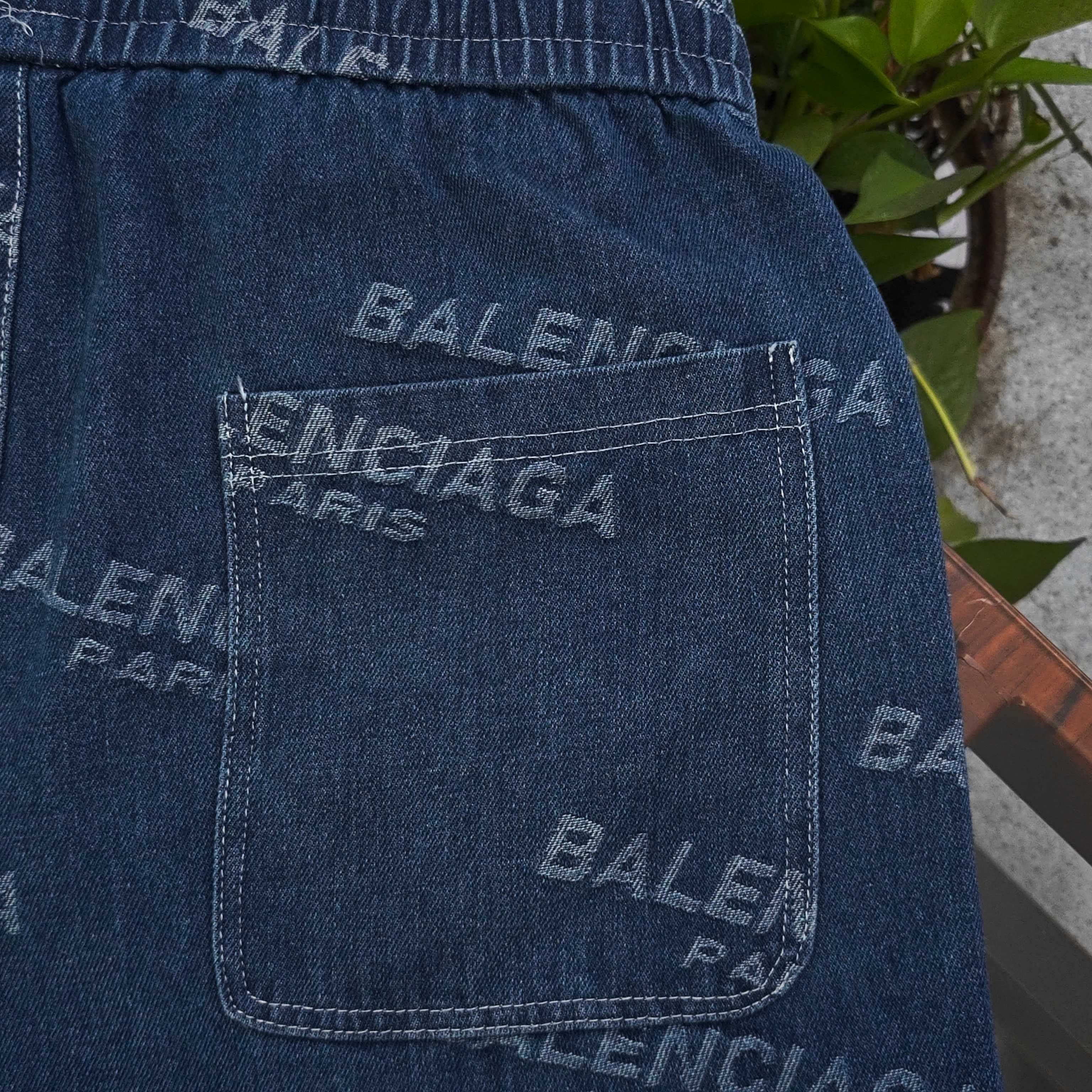 バレンシアガ Balenciaga クラシック モノグラムジャカード カジュアル デニムショートパンツ メンズ