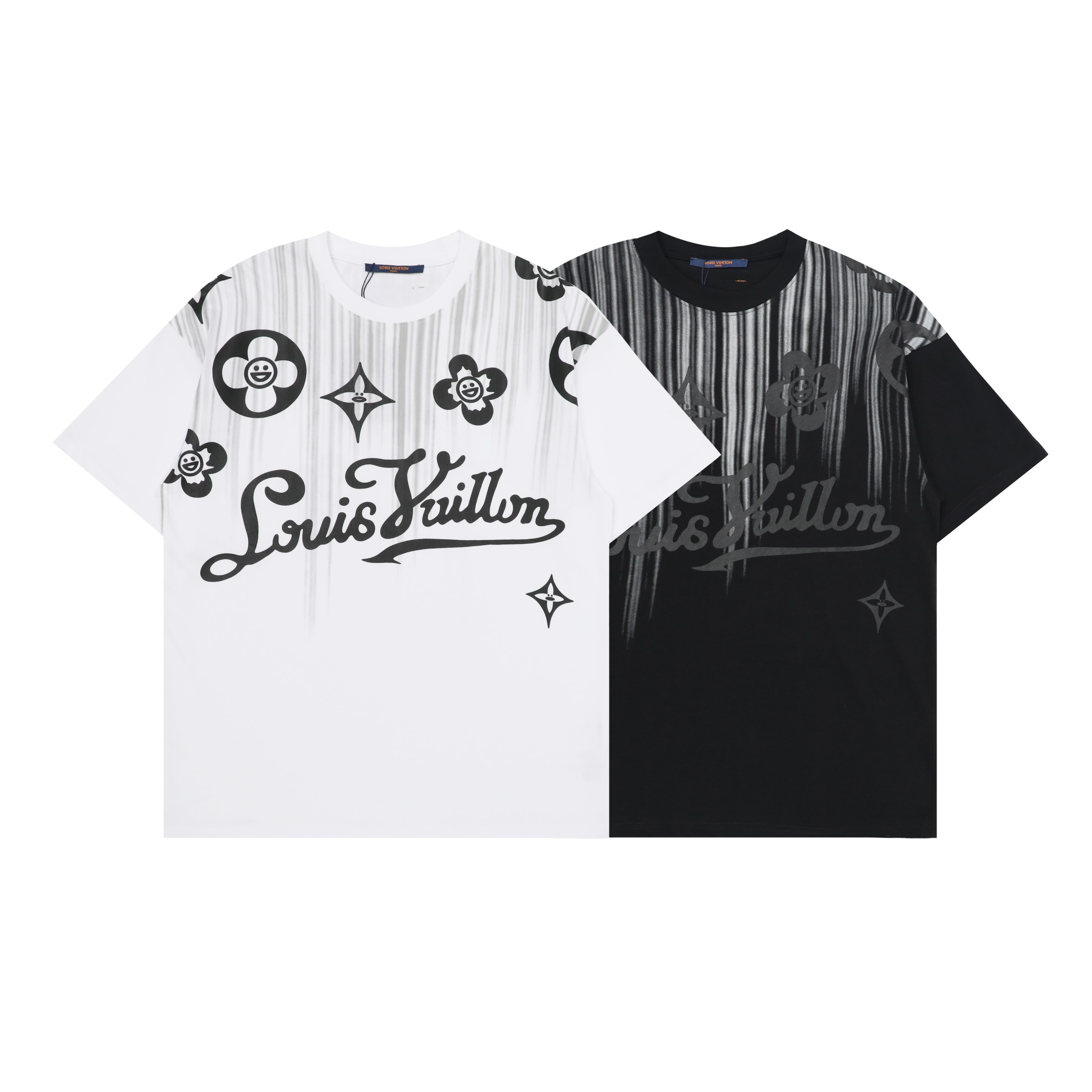 ルイヴィトン モノグラム プリント クルーネック半袖 Tシャツ メンズ 2色